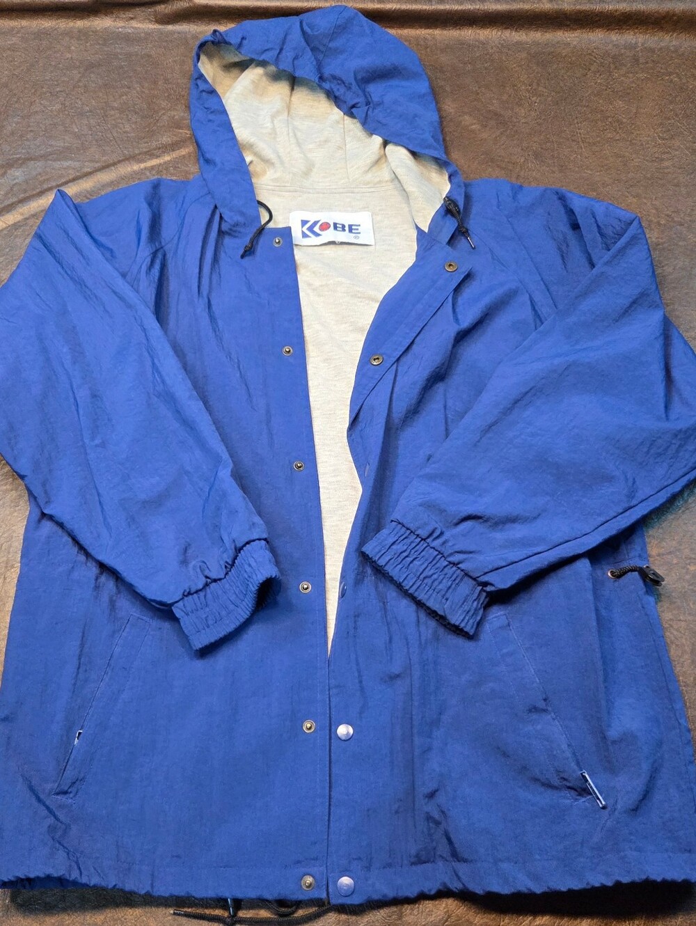 Vintage KOBE Athletic Button Up Drawstring Waist Hooded Jacket